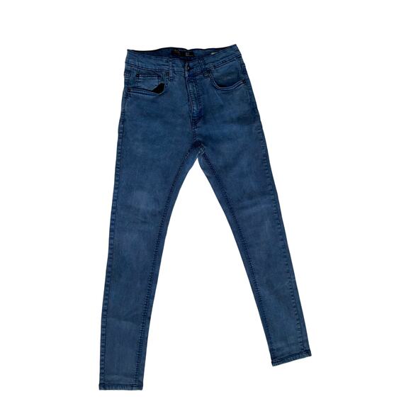 Zara Men Skinny Blue Denim Jeans Powerstitch Size 31 Casual Preppy Nautical - Picture 1 of 4
